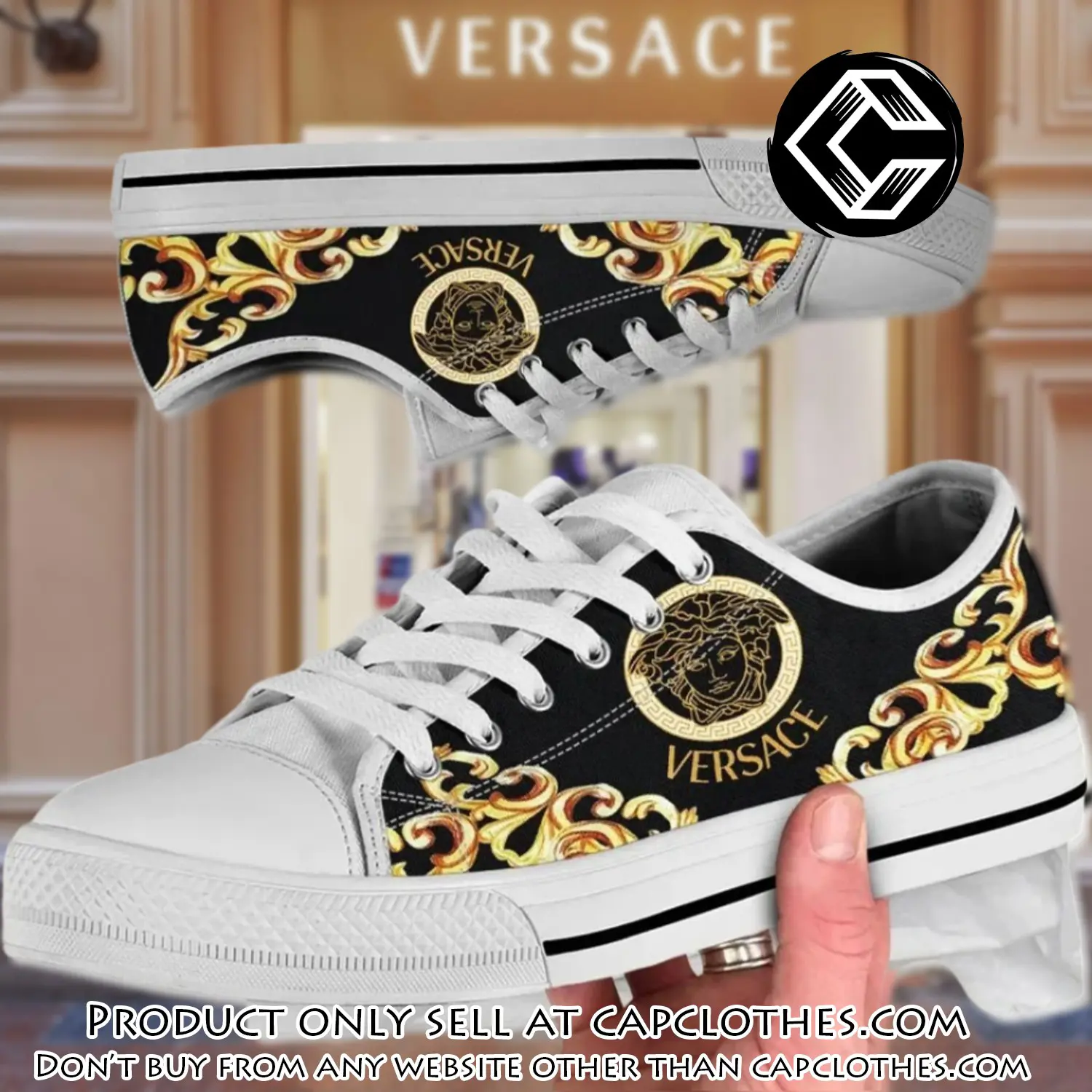 Versace medusa pattern low top canvas shoes luxury brand gifts for men women cc5229447